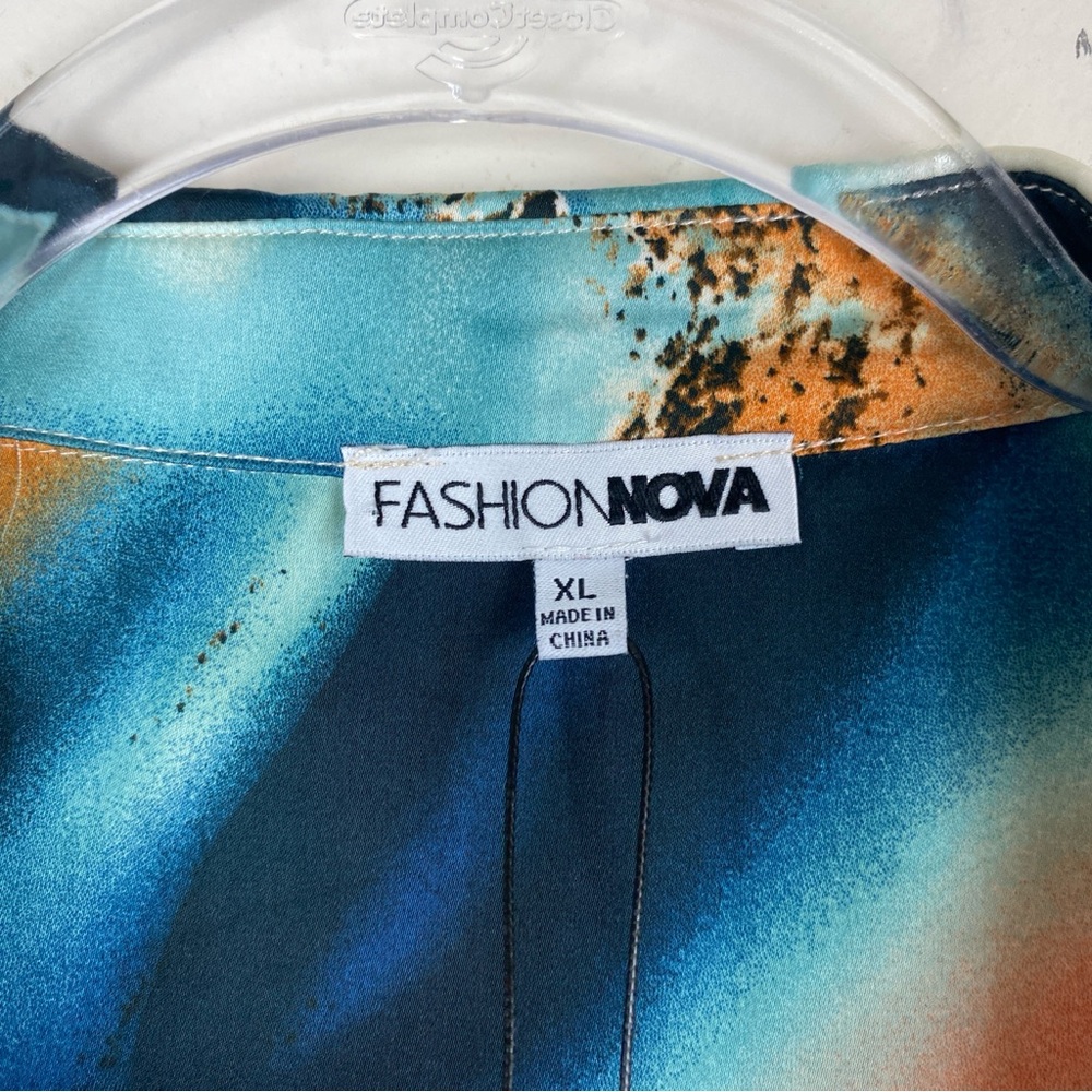 Fashion Nova Top Only of two piece set Size XL Green and Gold Marble - Picture 3 of 10